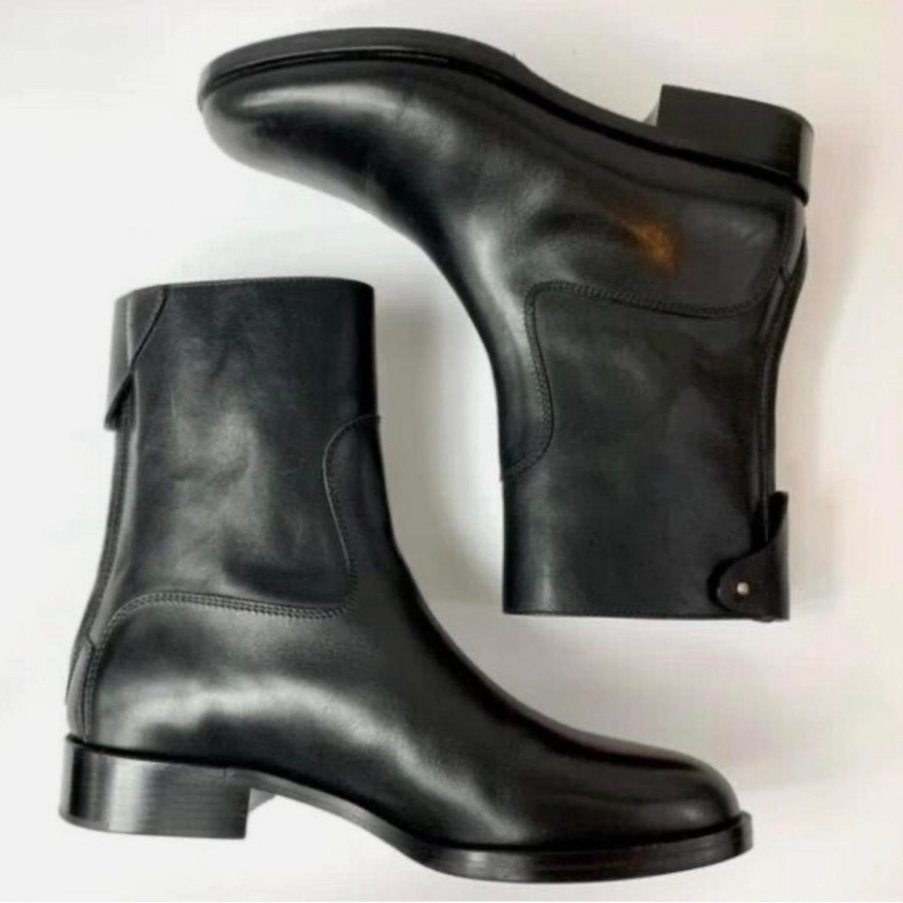 Authentic Chloe MadeinItaly Black Leather Back Zip ClassicAnkle Boot Bootie S39